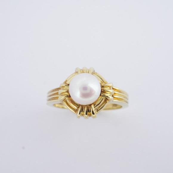 Tiffany Ring K18YG Yellow Gold Pearl Ladies - Picture 2 of 11